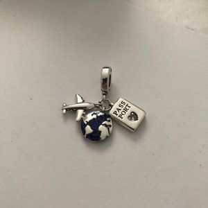 Pandora Airplane, Earth passport travel pendant charm